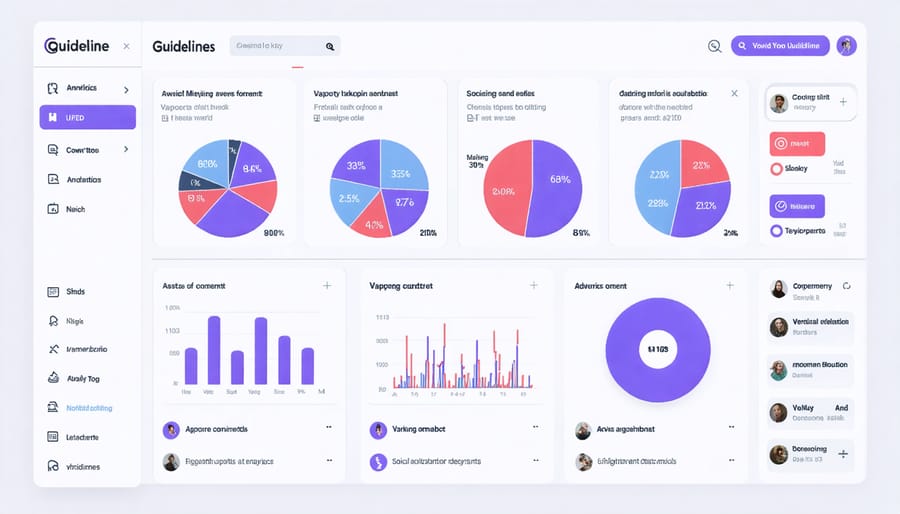 Social media analytics dashboard displaying engagement metrics for vaping content